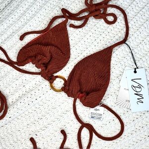 VDM The Label Brown Swim Triangle Bikini Top